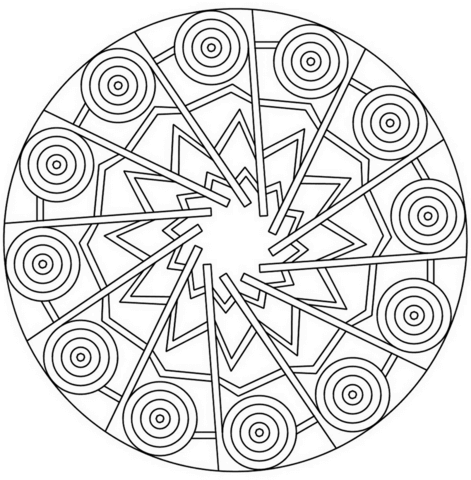 Mandala With Stars And Circles Coloring Page